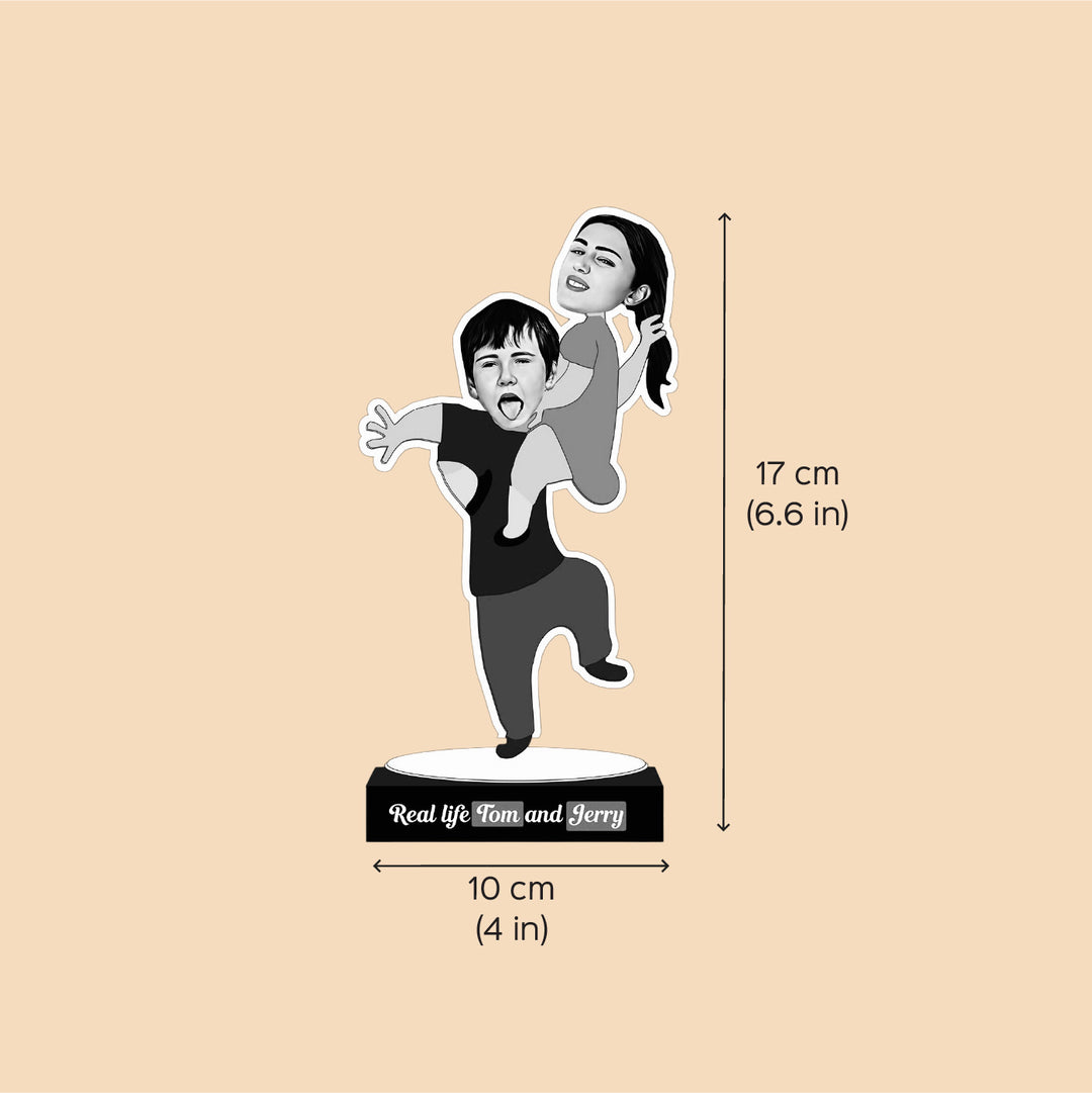 Photo Personalized Printed Real Life Tom And Jerry Acrylic Caricature Cutout With Stand