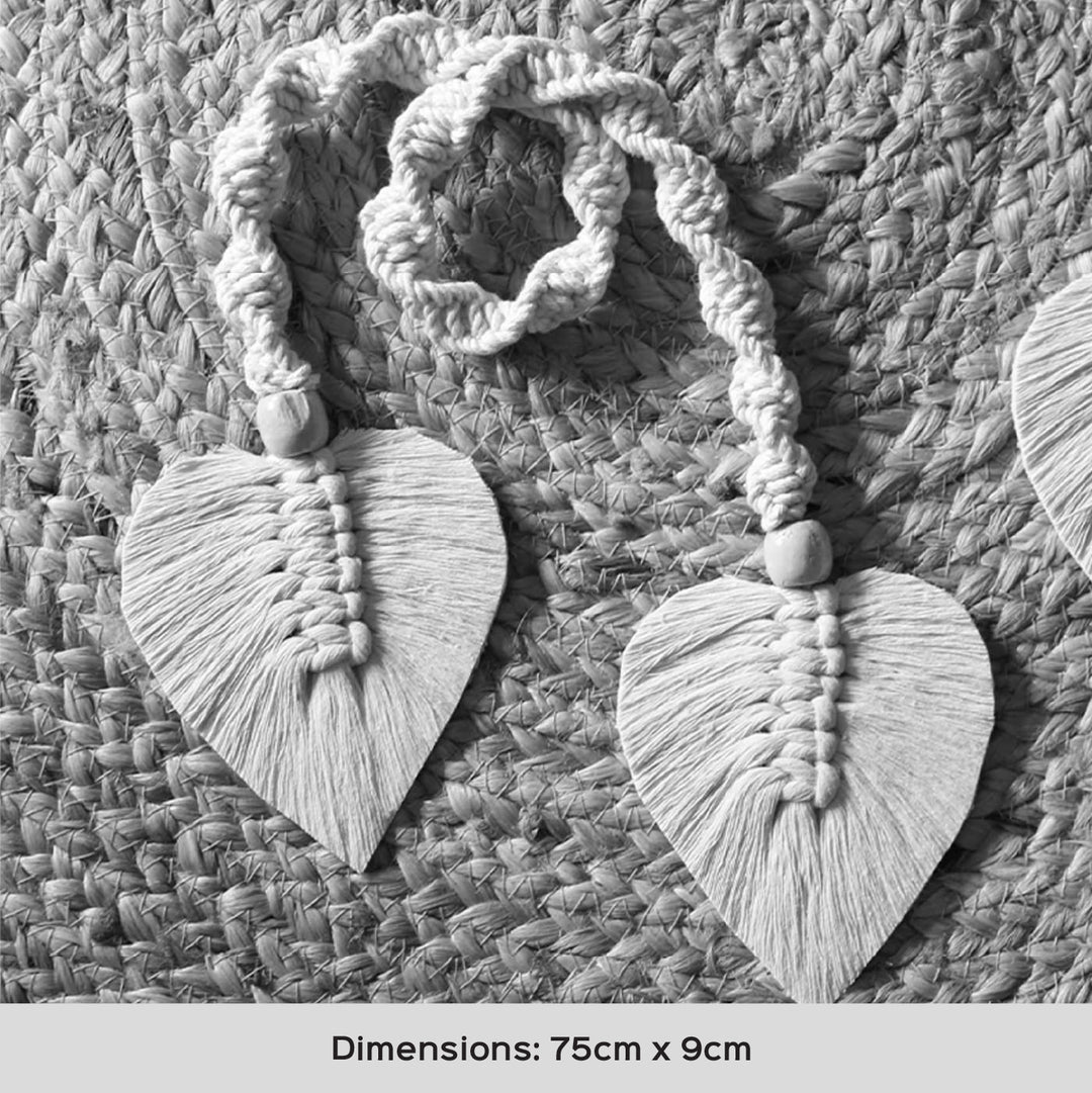 2 Pc | Handmade Macrame Leaf Design Cotton Curtain Tie-Back