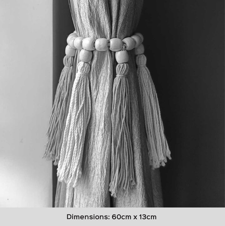 Set Of 2 | Handmade Macrame Tassle Design Cotton Curtain Tie-Back