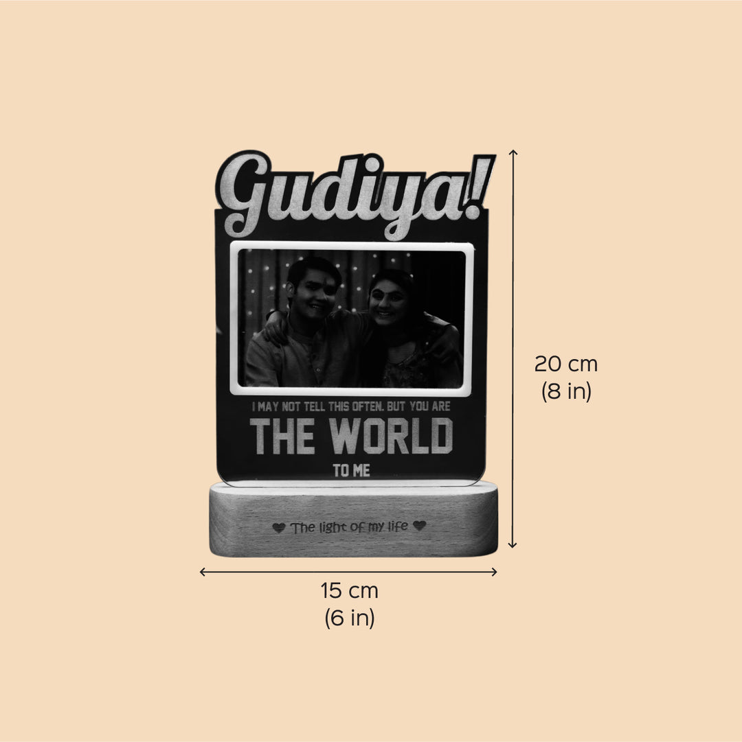 Photo Personalized Engraved Gudiya Theme Acrylic Table Lamp