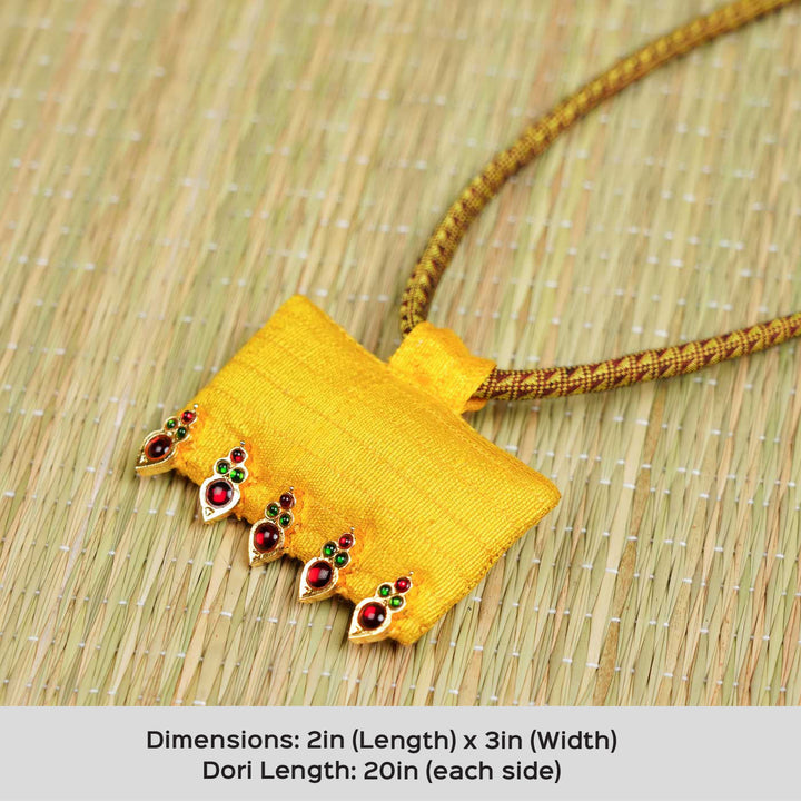 Handmade Yellow Temple Droplets Mulberry Silk Necklace