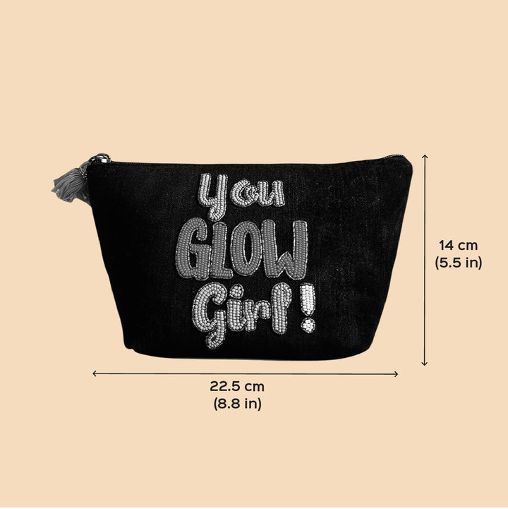 Personalized Handmade Embroidered Solid Rust Color Velvet Pouch