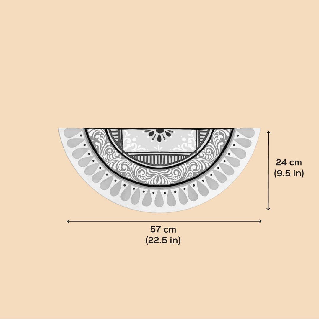 9.5 x 22.5 inch | Hand-Painted Vyana Semicircle Canvas Reusable Rangoli Mat