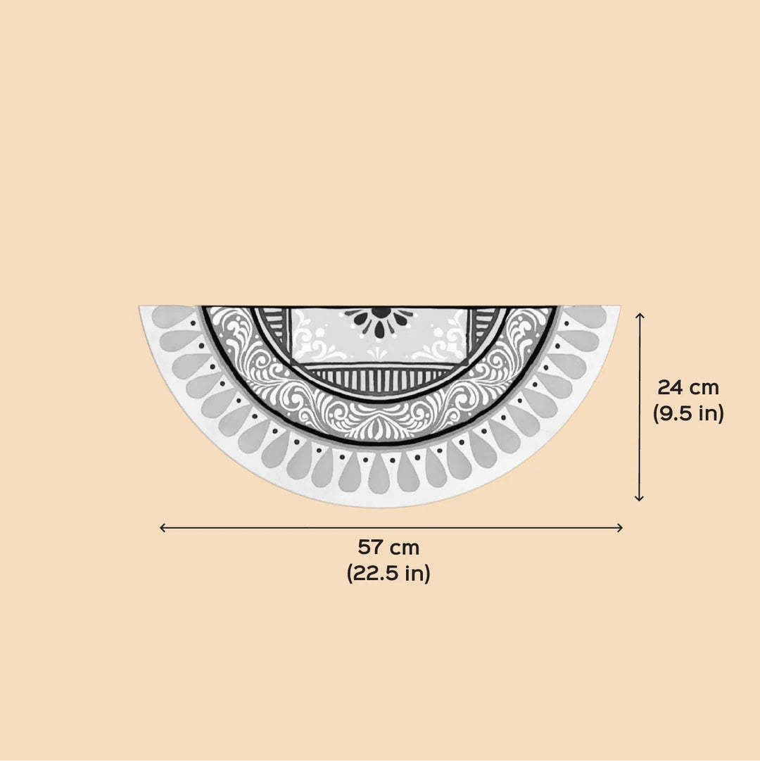 2 Pc | Madhobi Strip & Chaitri Semicircle Reusable Handmade Fabric Rangoli Mat for Festive Entrance Decor