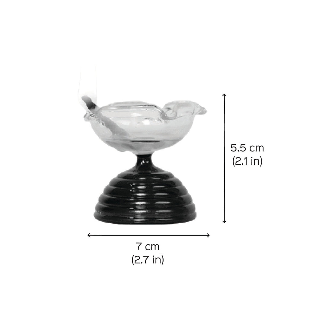 4 Pc | Handmade Amber Small Borosilicate Glass Oil Lamp / Diya | 2.2 inch