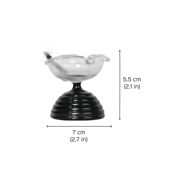 4 Pc | Handmade Amber Small Borosilicate Glass Oil Lamp / Diya | 2.2 inch