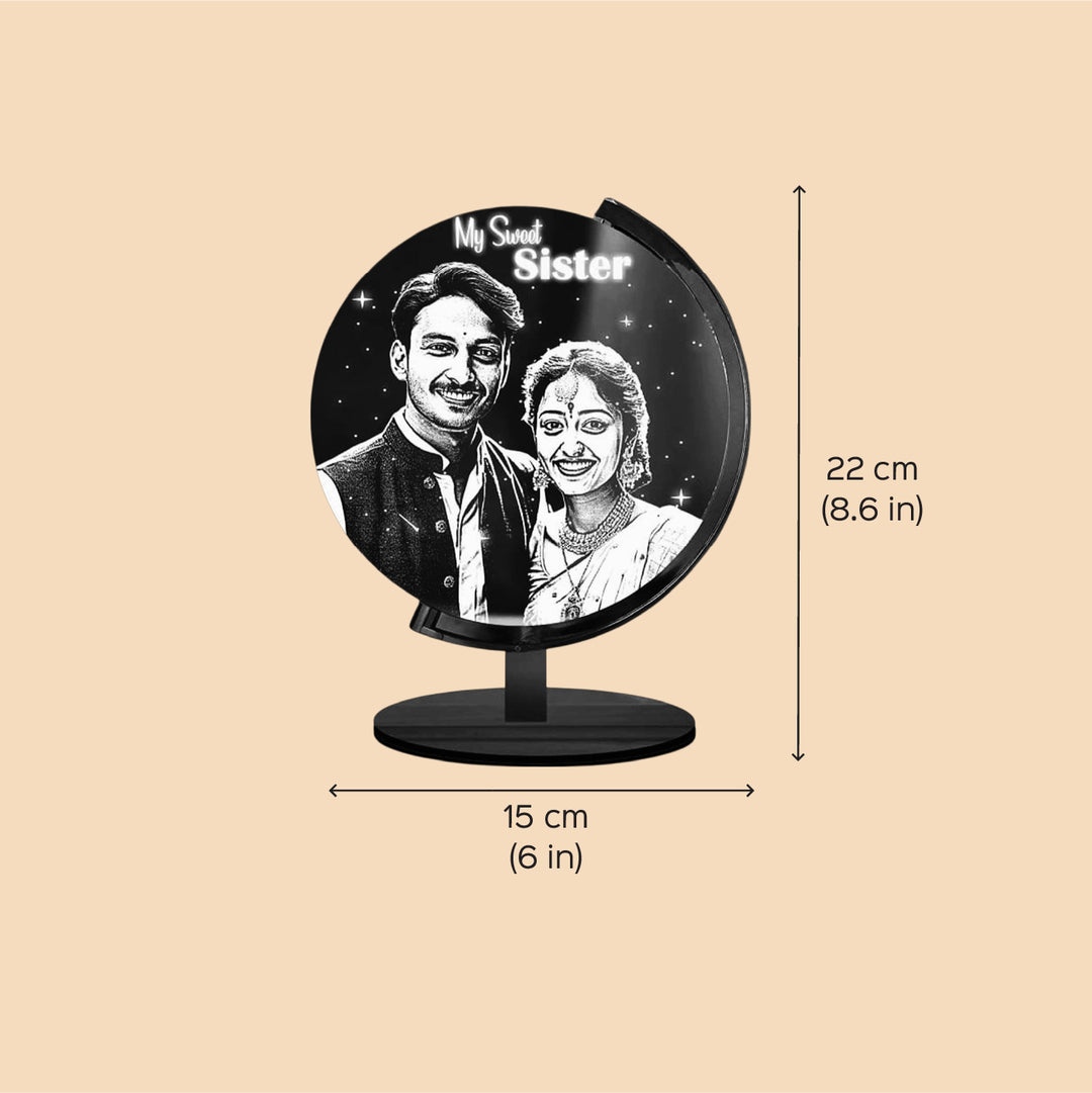 Photo Personalized Engraved Twinkling Sister Acrylic Table Lamp