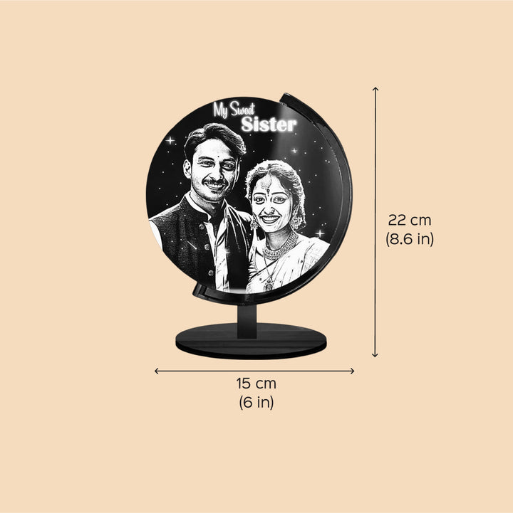 Photo Personalized Engraved Twinkling Sister Acrylic Table Lamp