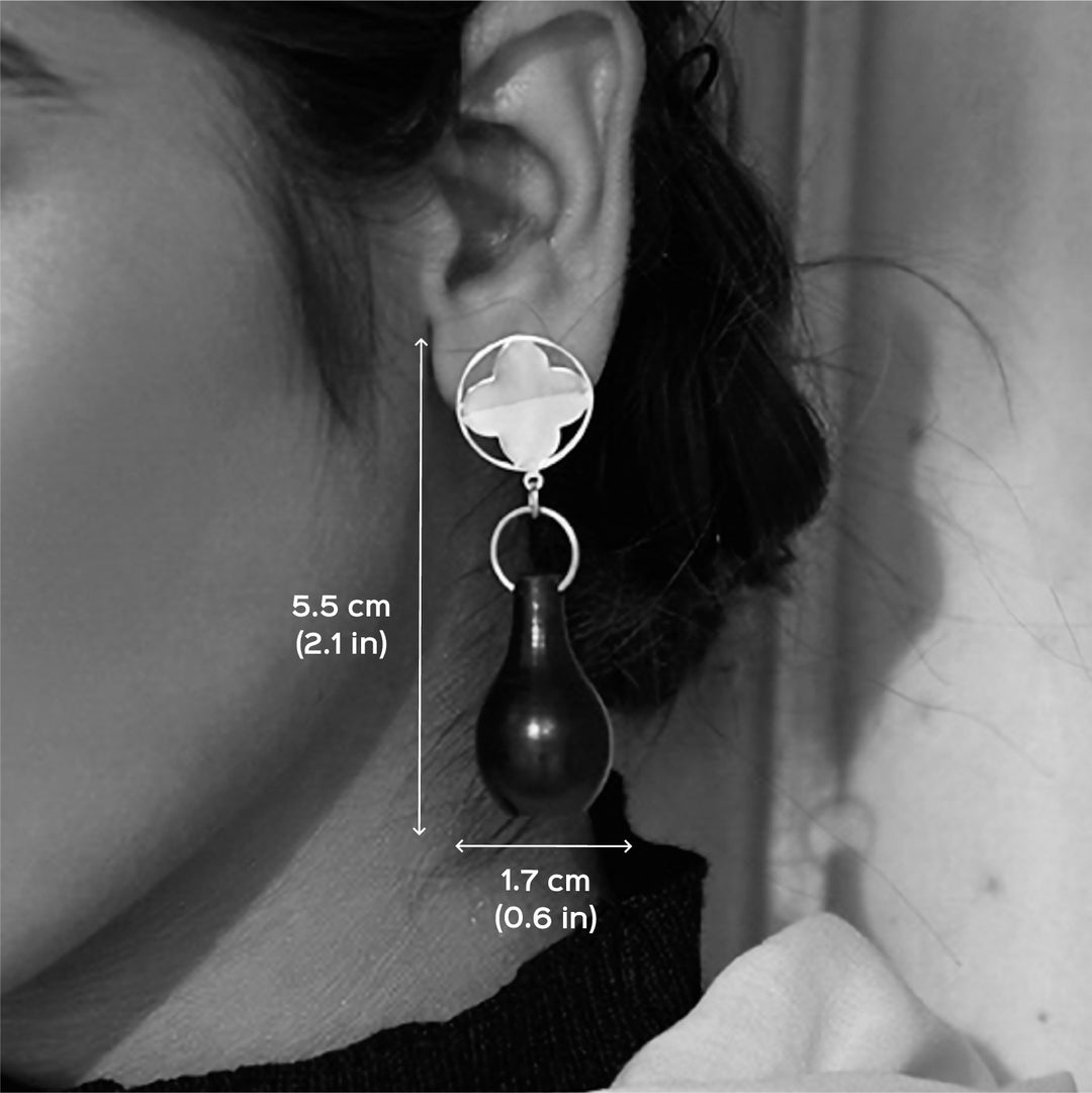 Contemporary Handmade White Flower And Pot Hanging Design Earrings | 22K Gold Plated