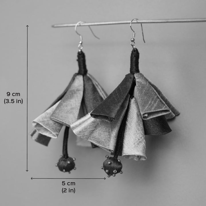 Handmade Textile Art Multicolor Tassels Dupion Silk Fabric Earrings