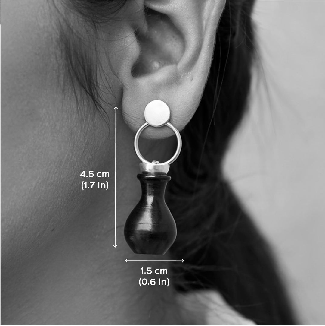 Minimal Handmade Gudgudi Pot Design Brass Earrings | 22K Gold Plated