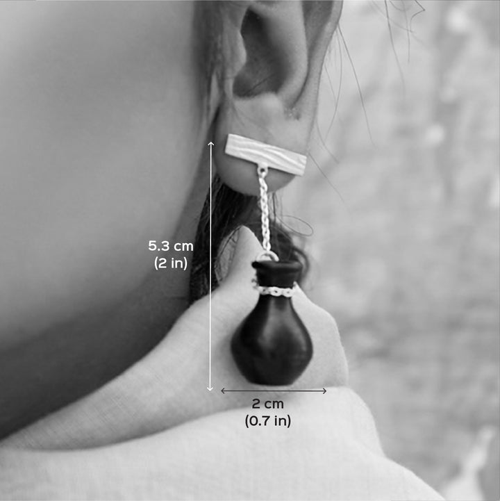 Contemporary Handmade Sikahar Pot Hanging Earrings | 22K Gold Plated