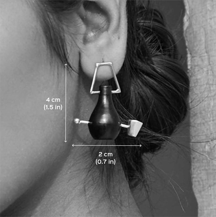 Statement Handmade Pot And Glass Pierced Design Brass Earrings | 22K Gold Plated