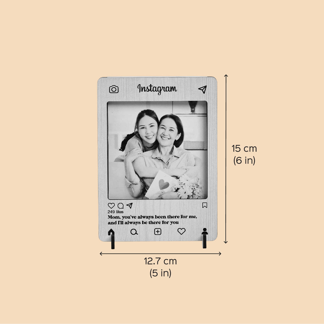 Photo Personalized Engraved Instagram Theme MDF Wood Decorative Plaque With Stand For Mothers