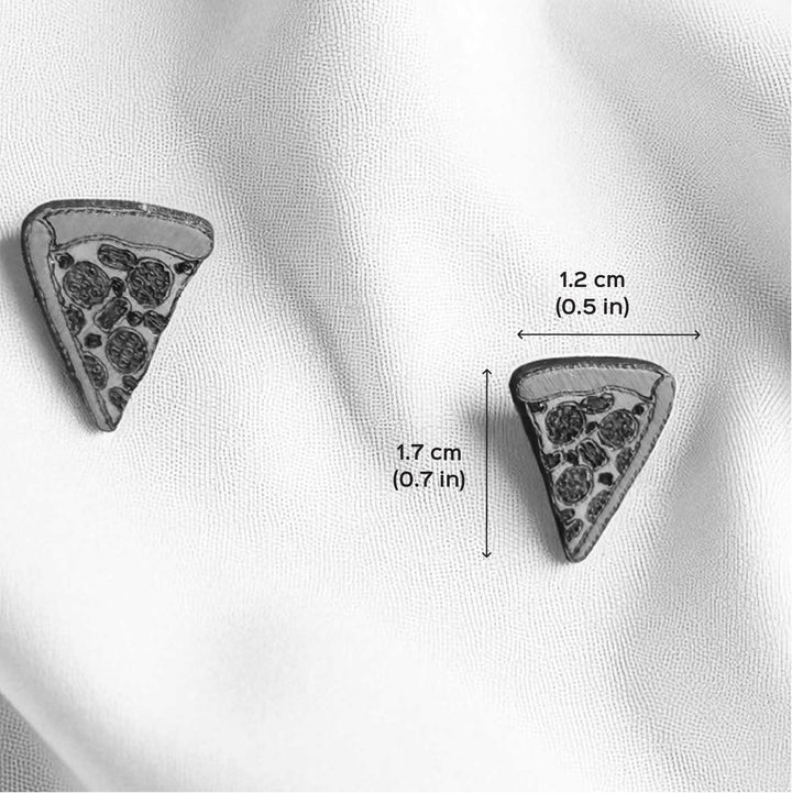 Handmade 1 Piece Pizza Wooden Earrings