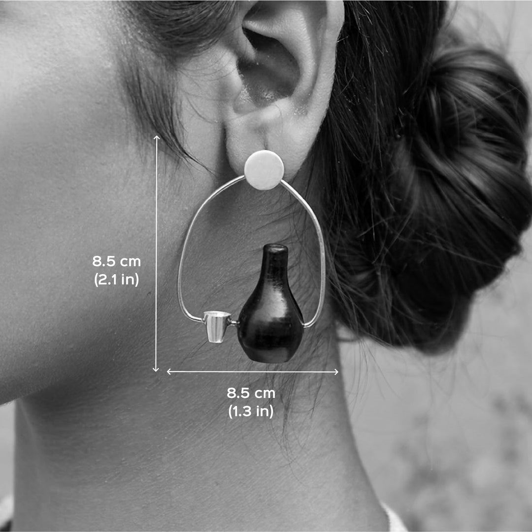 Statement Handmade Pot And Glass Design Earrings | 22K Gold Plated