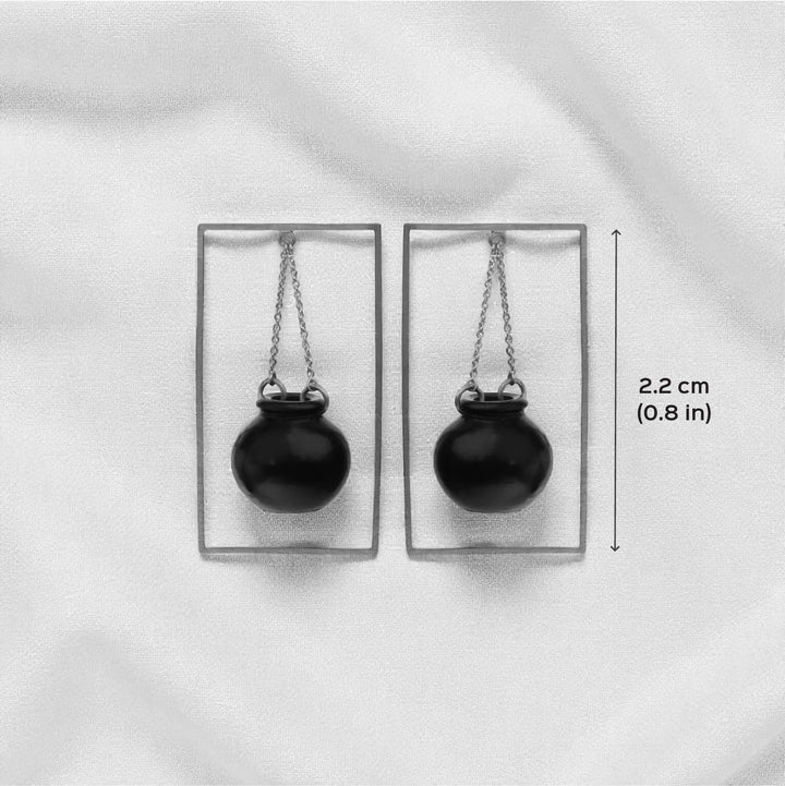 Statement Handmade Handi In Square Design Brass Earrings | 22K Gold Plated