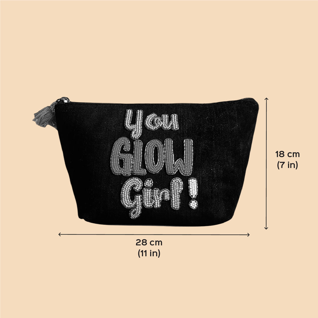 Personalized Handmade Embroidered Fab Teal Color Velvet Pouch
