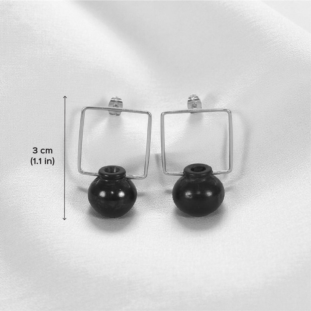 Minimal Handmade Square Kalash Hanging Design Brass Earrings | 22K Gold Plated