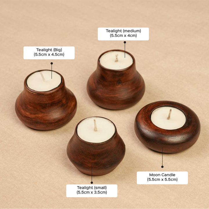 Handmade Matka Glow Reusable Hamper | Includes Matka Wooden Candles, Circle Candles, Seed Card And Outer Box | Set Of 4