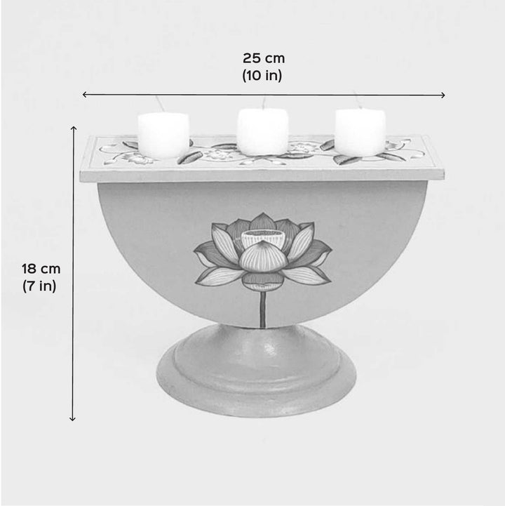 Hand-Painted Noor Semicircle Wooden Candle Holder