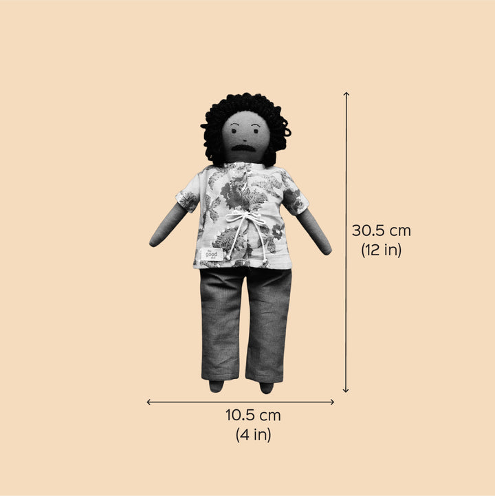 Nilah's Appa (Father) In Shirt & Pant | Soft Hand-Stitched Sustainable Indian Play Doll
