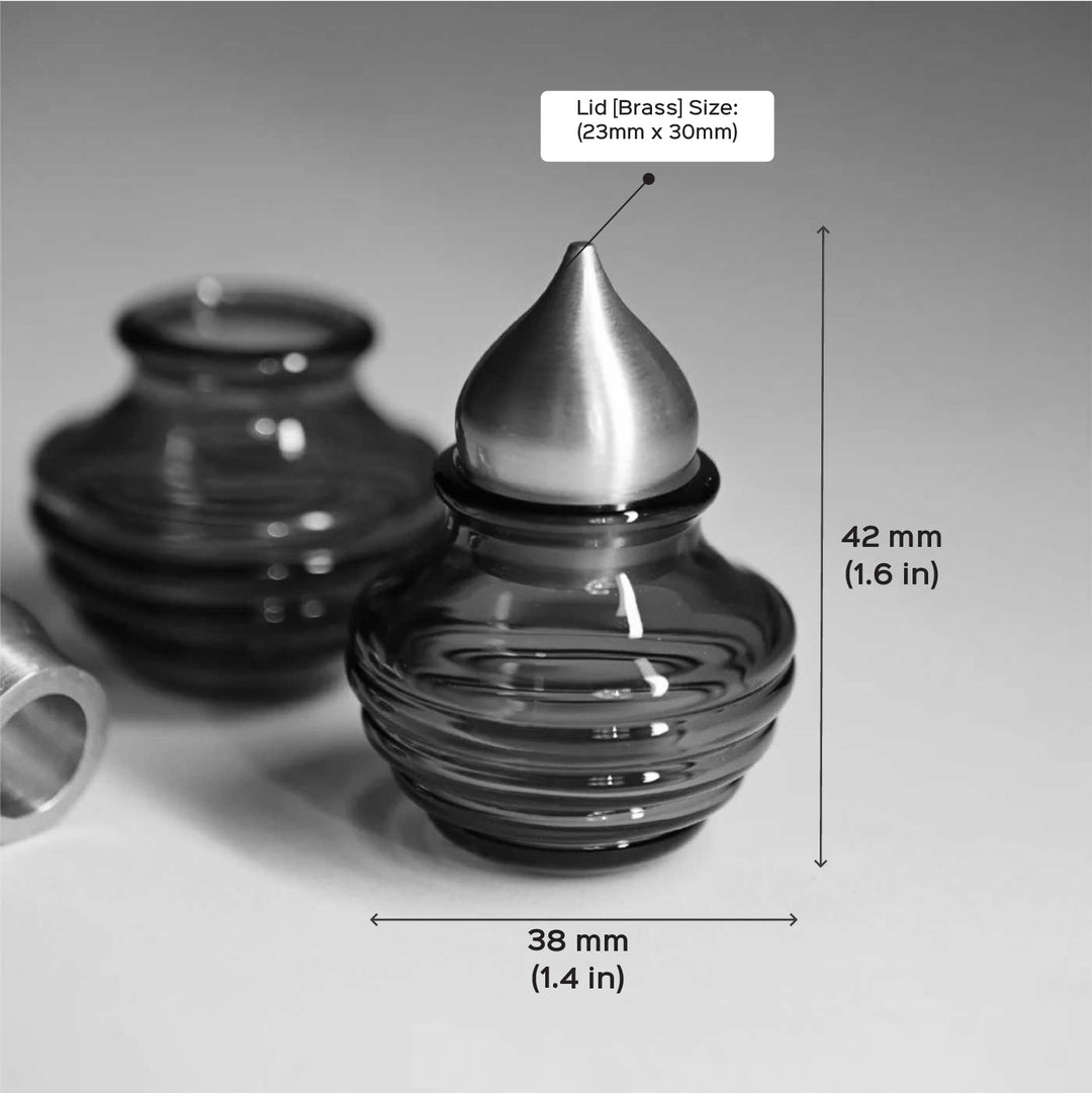 Set Of 2 | Mini Kalash Design With Lid Roli Chawal Glass Container