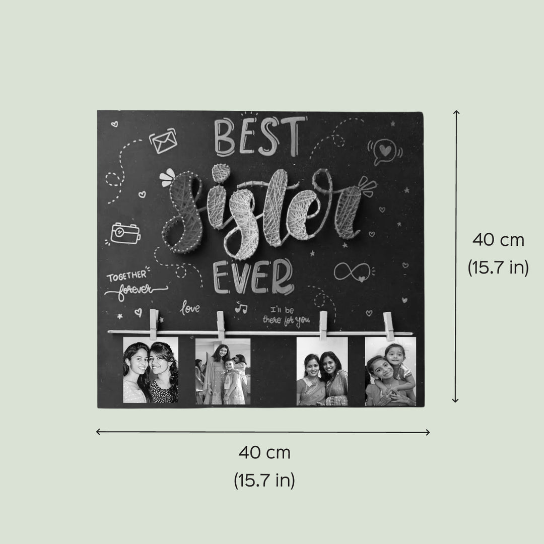Photo Personalized Handmade String Art Best Sister Theme MDF Wood Decorative Plaque