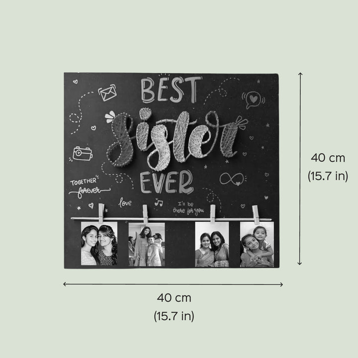 Photo Personalized Handmade String Art Best Sister Theme MDF Wood Decorative Plaque