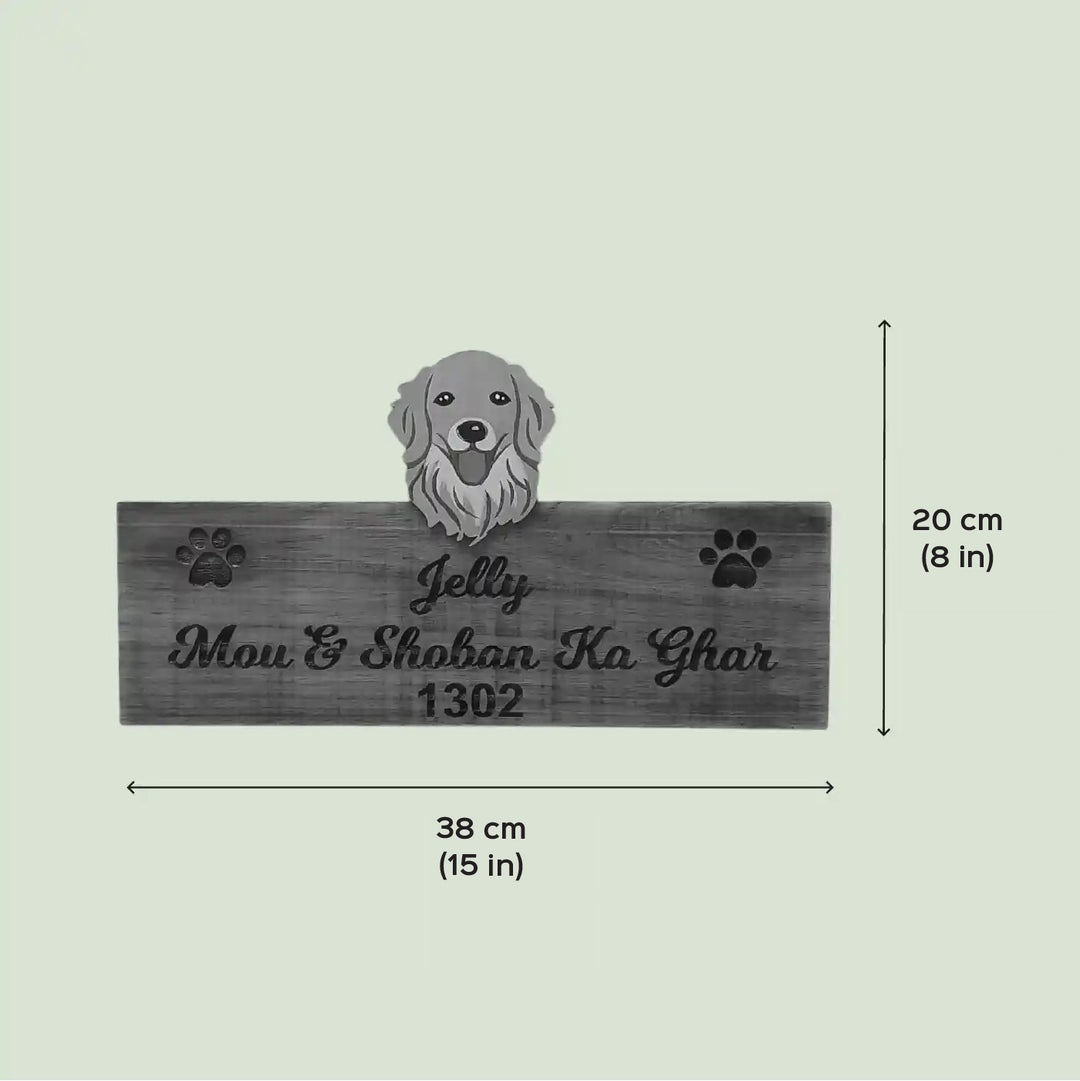 Personalized Handmade Engraved Pet Theme Wooden Name Plate