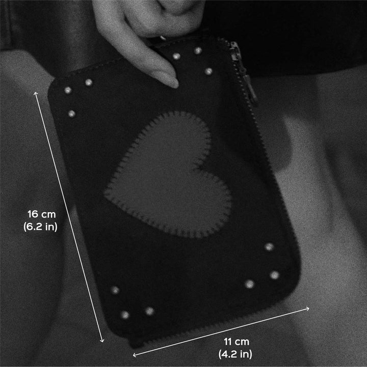 Black Big Little Heart Wristlet