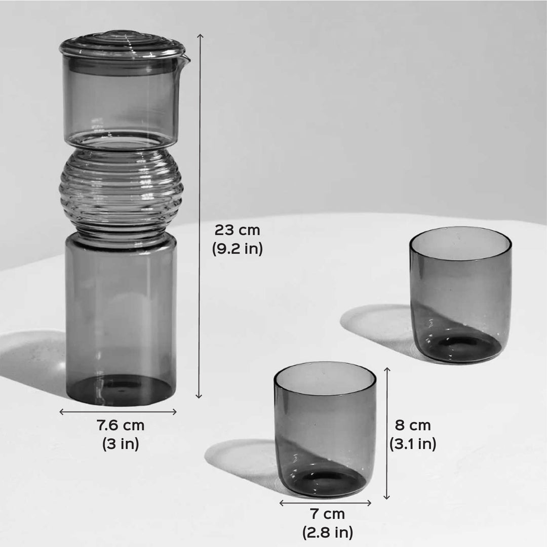 Minimal Coiled Design Glass Carafe And Glasses