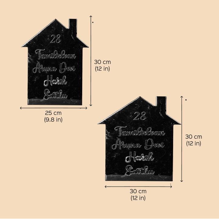 Handmade Resin Orange & Gold House Shaped Marbled Name Plate