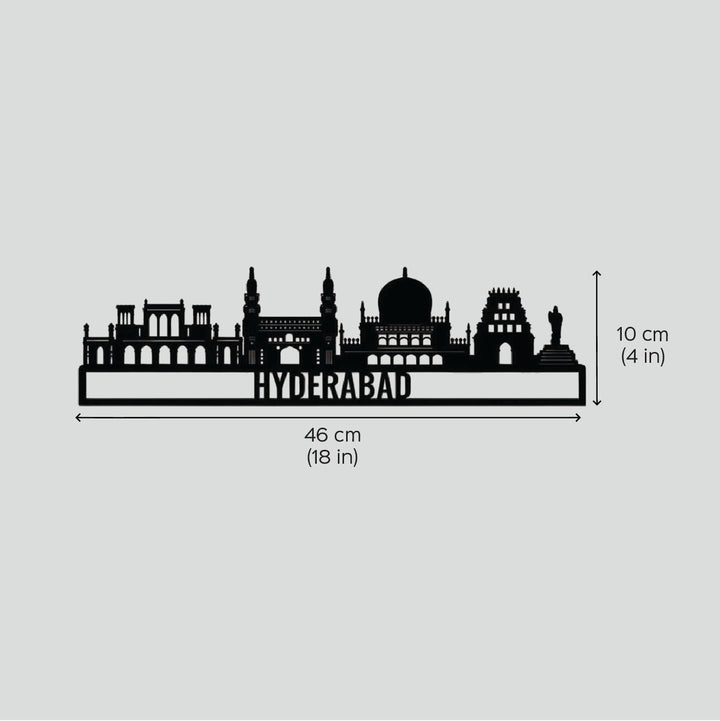 Printed Black Wooden Gurugram City Skyline Wall Decor