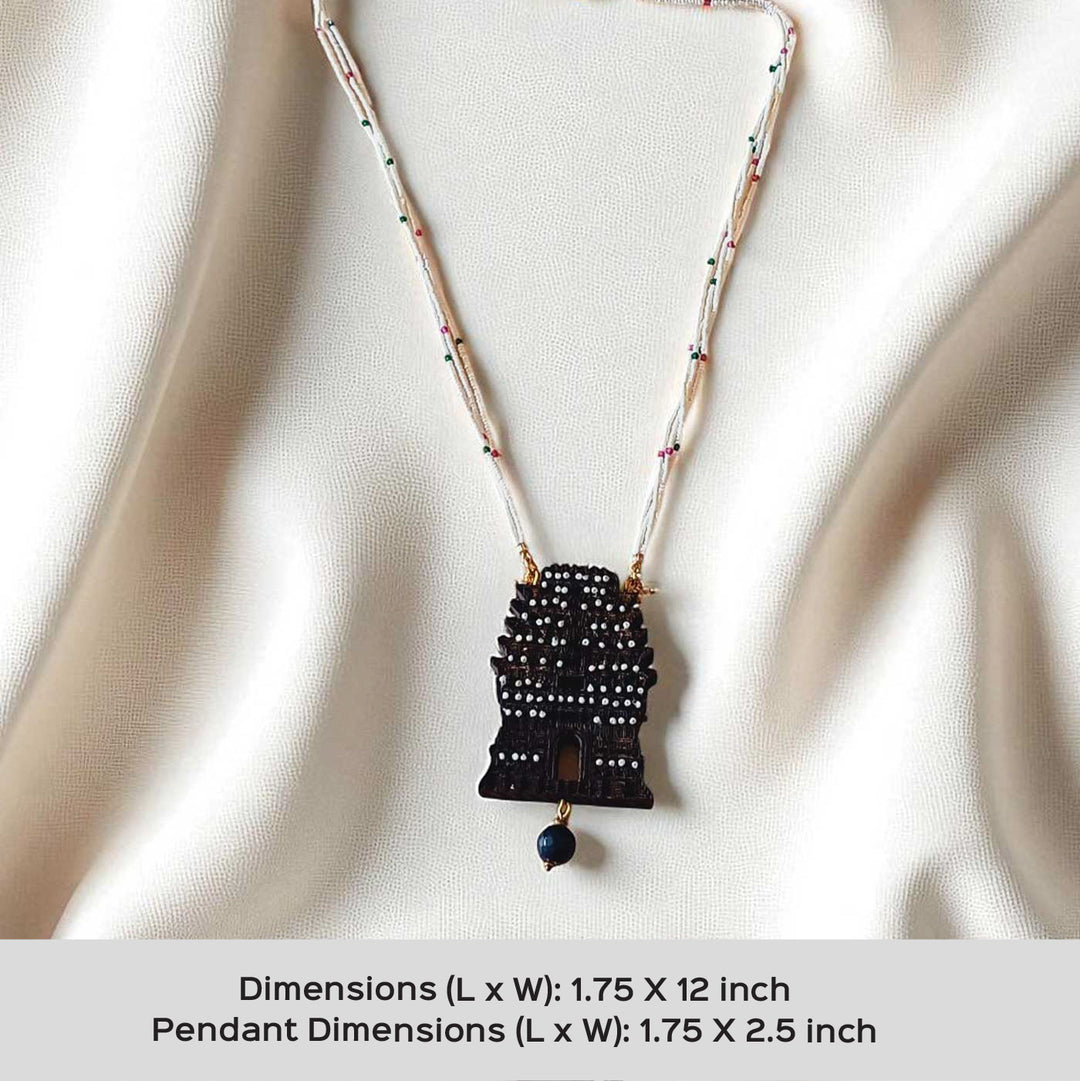 Handmade Gopuram Temple Wooden Necklace