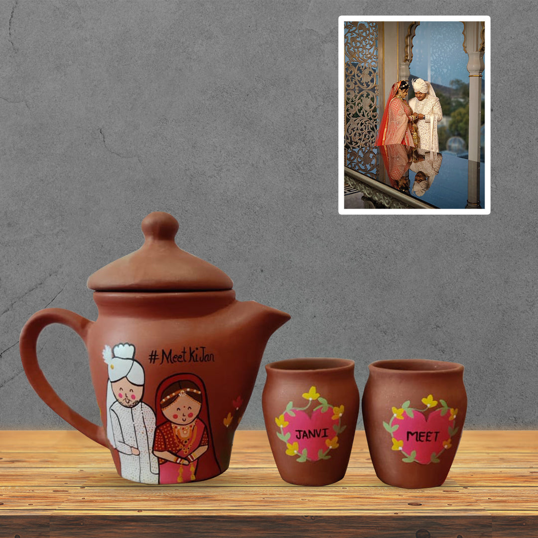 Handpainted Clay Teaset With Photo Based Caricature