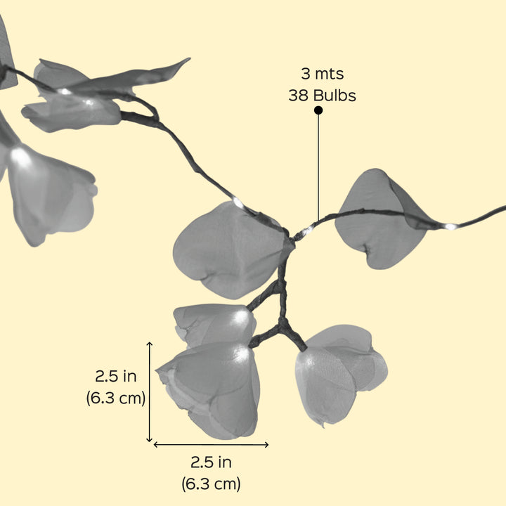 3m, 38 Bulbs | Handcrafted Red & Peach Tissue Flower LED Fairy Lights