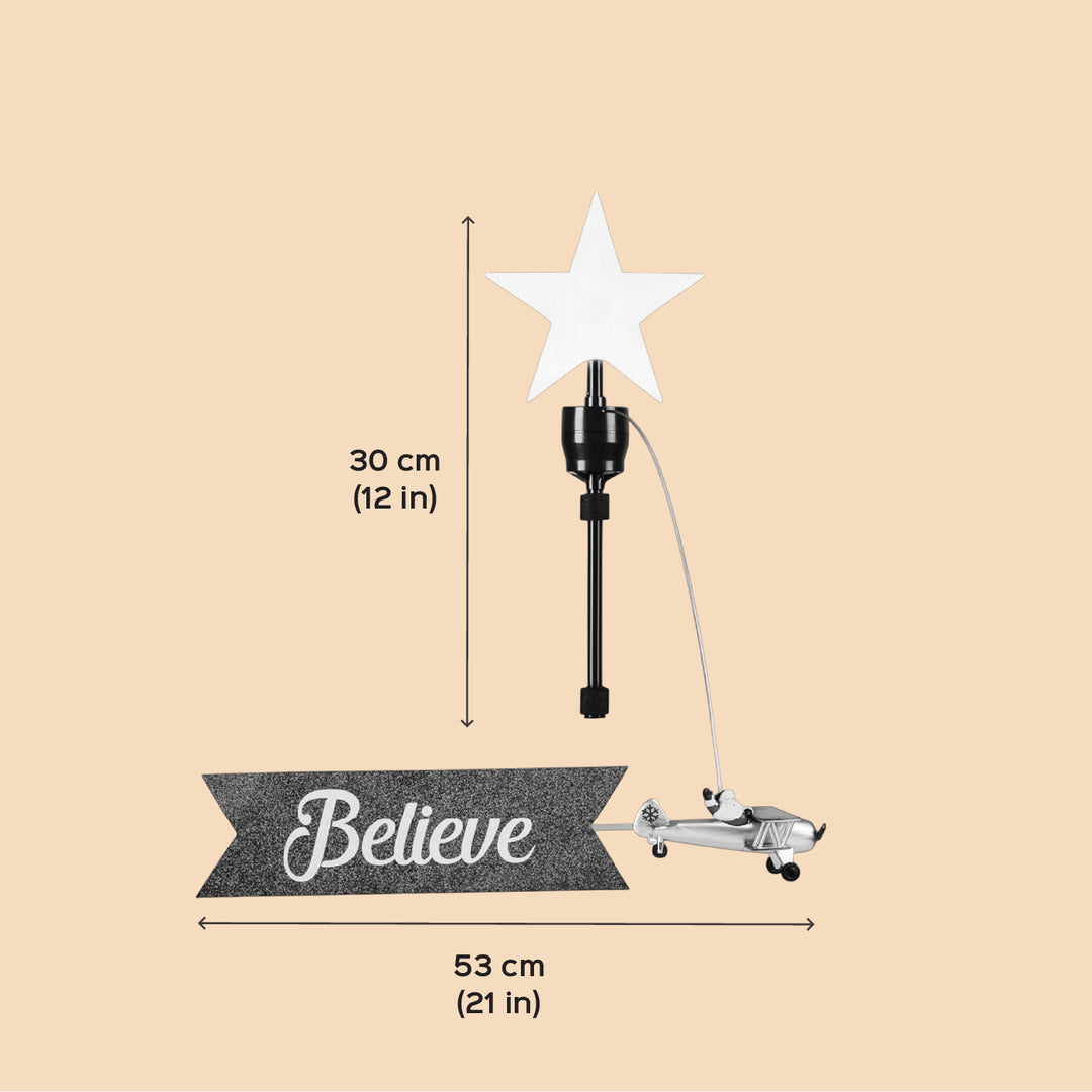 Reusable Animated Biplane Tree Topper With Banner And Light