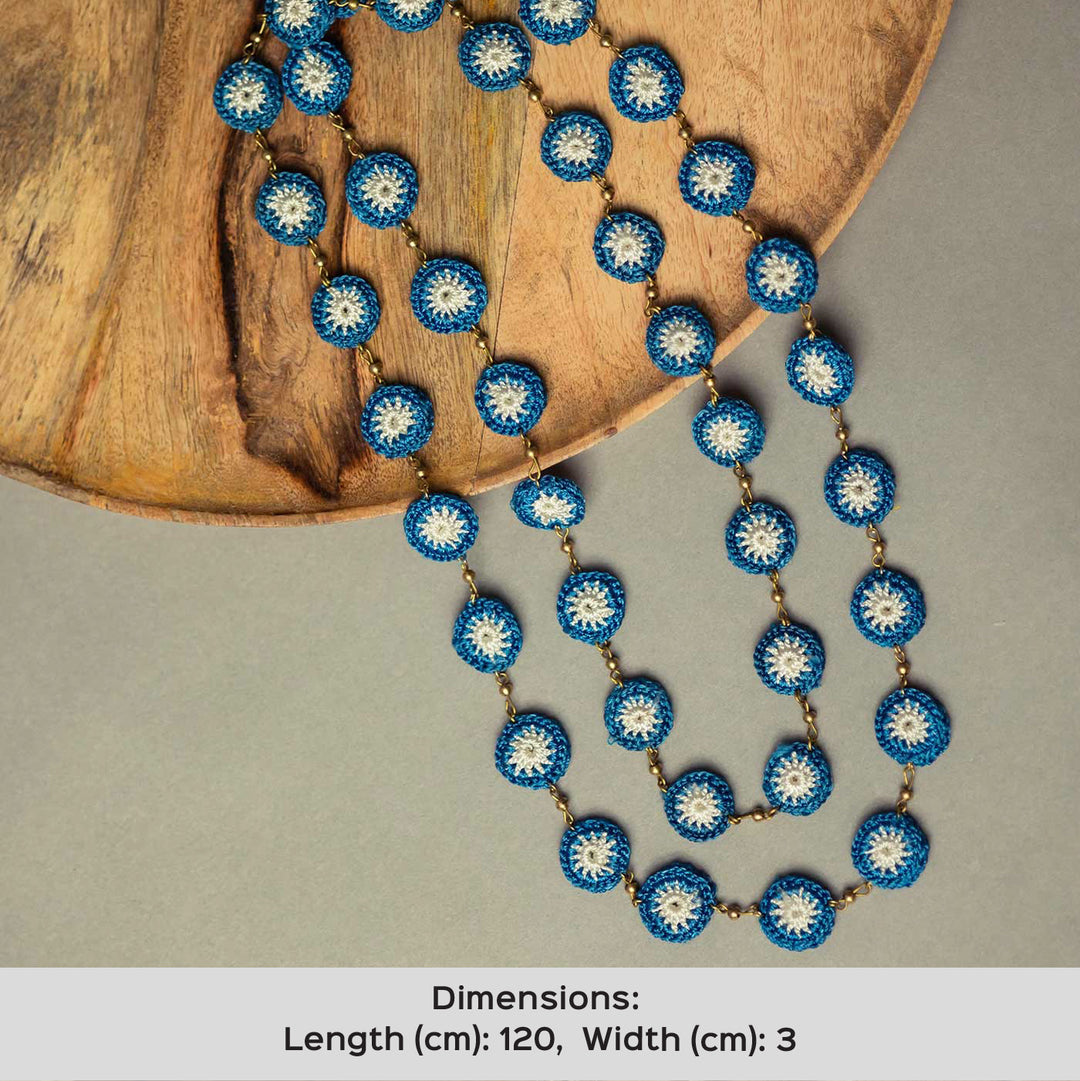 Handmade Crochet Blue Avani Necklace
