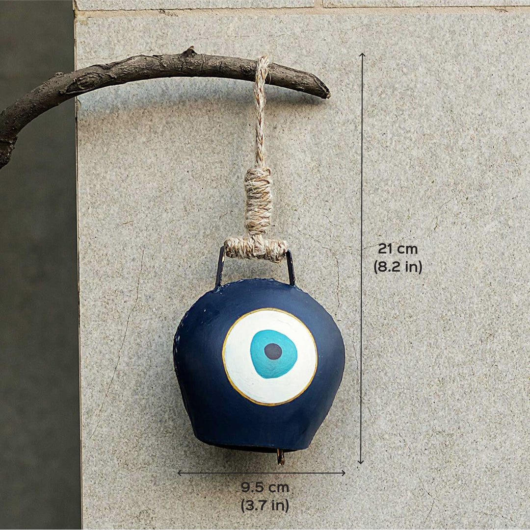 Handmade Evil Eye Cowbell Hamper | Includes Cow Bell Hanging, Seed Card And Outer Box
