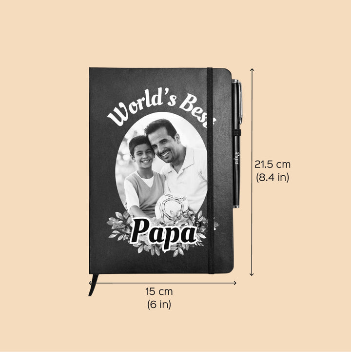 Photo Personalized "World's Best Papa" Notebook With Pen For Fathers