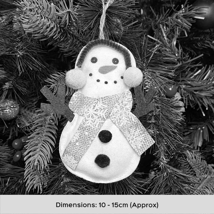 Handmade Beige Scarf Snowman Plush Ornament
