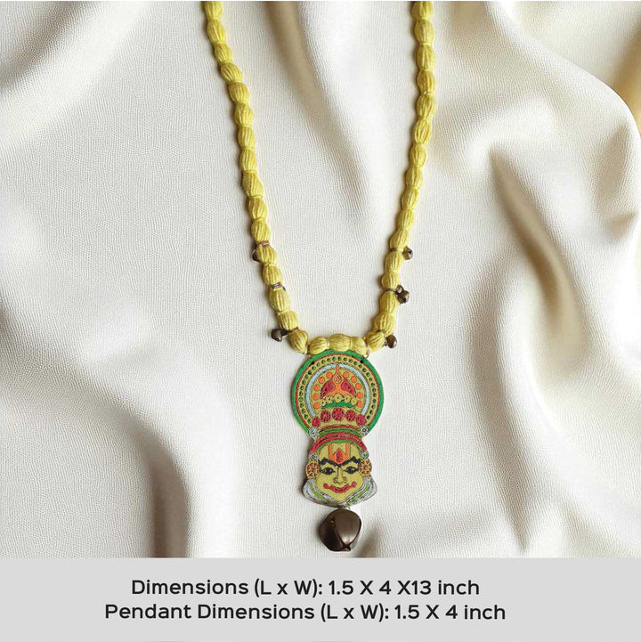 Handmade Yellow Kathakali Wooden Necklace