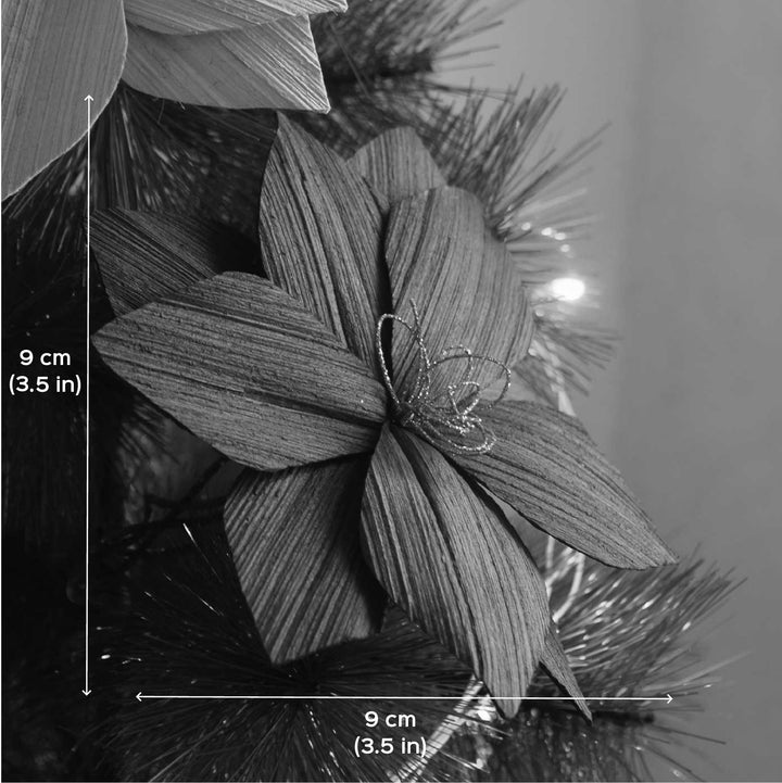 Handmade Areca Nut White Poinsettia Flower Christmas Ornament