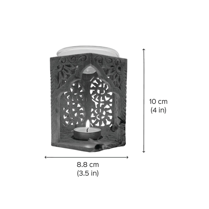 Handmade Emsan Soapstone Aroma Diffuser With Mughal Jaali