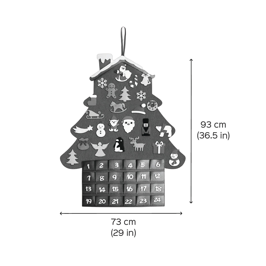 36 Inch Cottage Advent Calendar With 25 Ornaments Felt DIY Decor