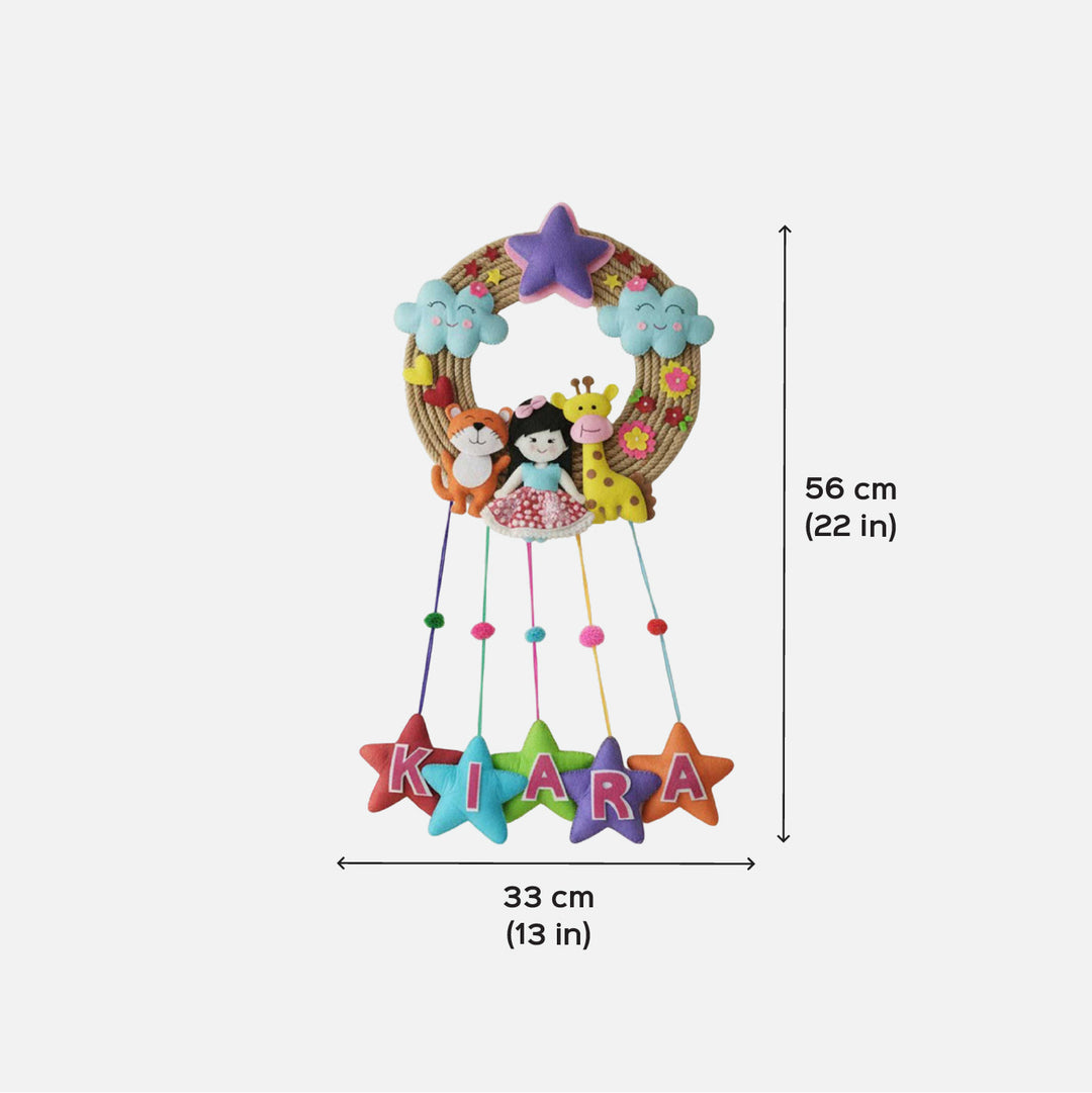 Personalised Jungle Animals Hanging With Wooden Base