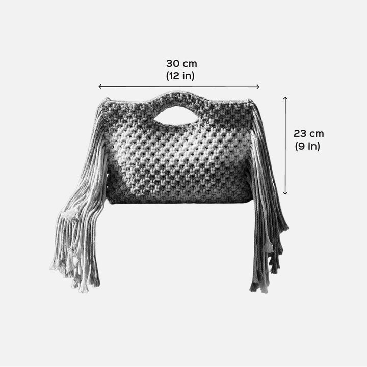 Handmade Macrame Fringe Fest Clutch Bag