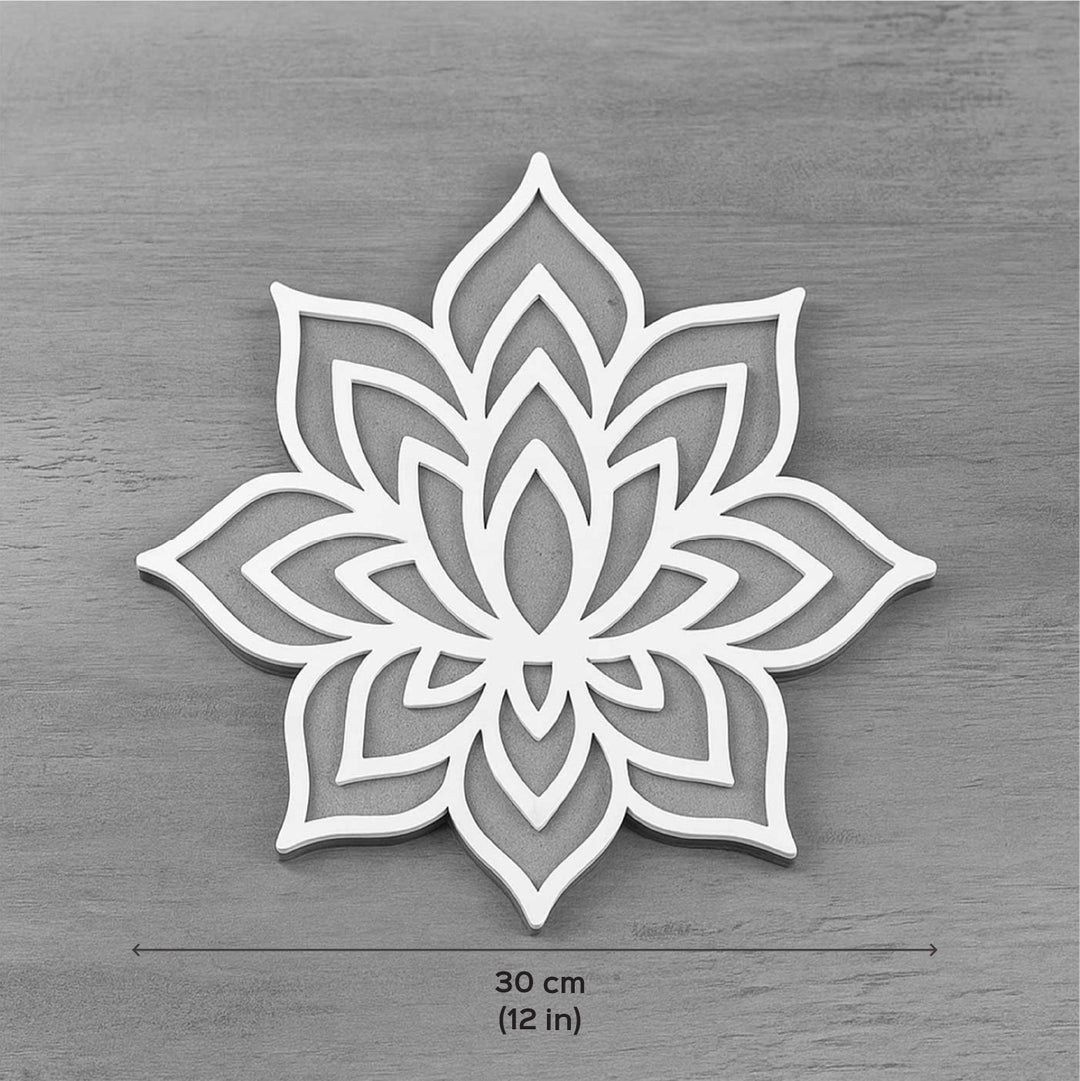 12 Inch | Lotus MDF Wood Reusable Rangoli Stencil