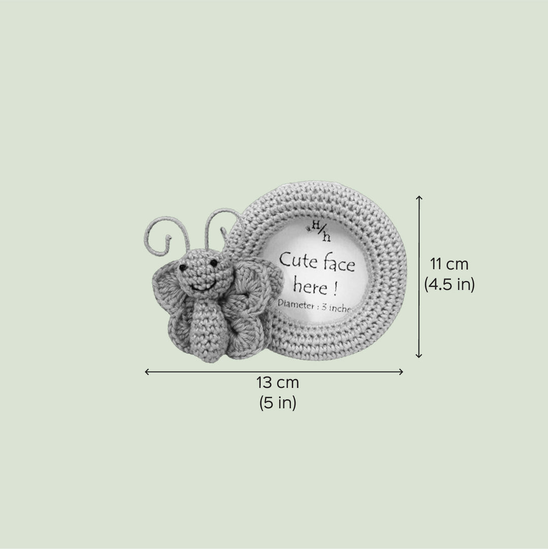 Handmade Crochet Butterfly Theme Photo Frame for Kids
